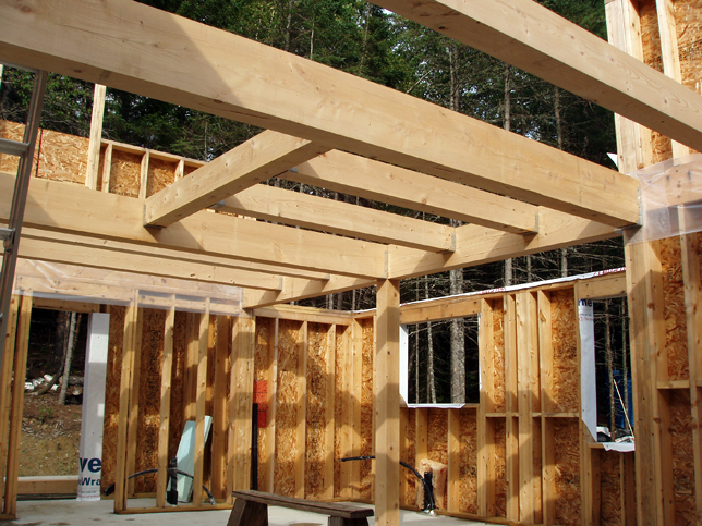 loft beam framing around the kitchen pop-out